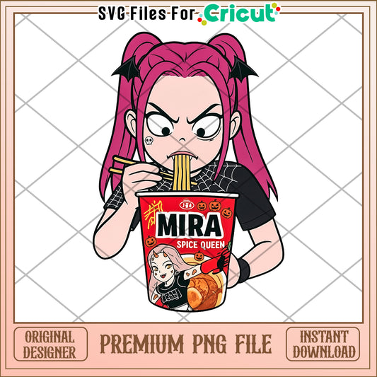 Mira eating ramyeon png, kpop cartoon png, halloween season png