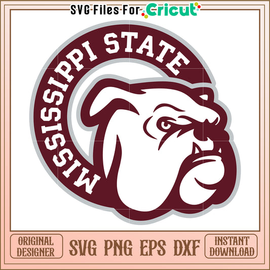 Mississippi State Bulldog SVG File for Cricut, Instant Download Design Files