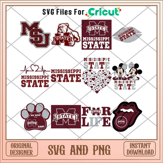 Mississippi State for life svg, Mississippi State svg bundle, NCAA svg