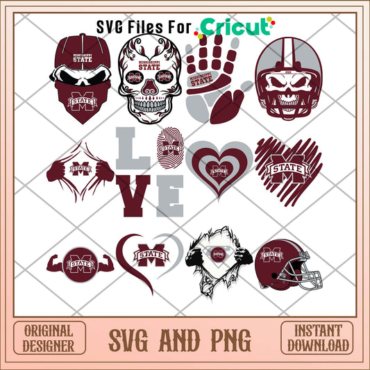 Mississippi State love svg, Mississippi State svg bundle, NCAA svg