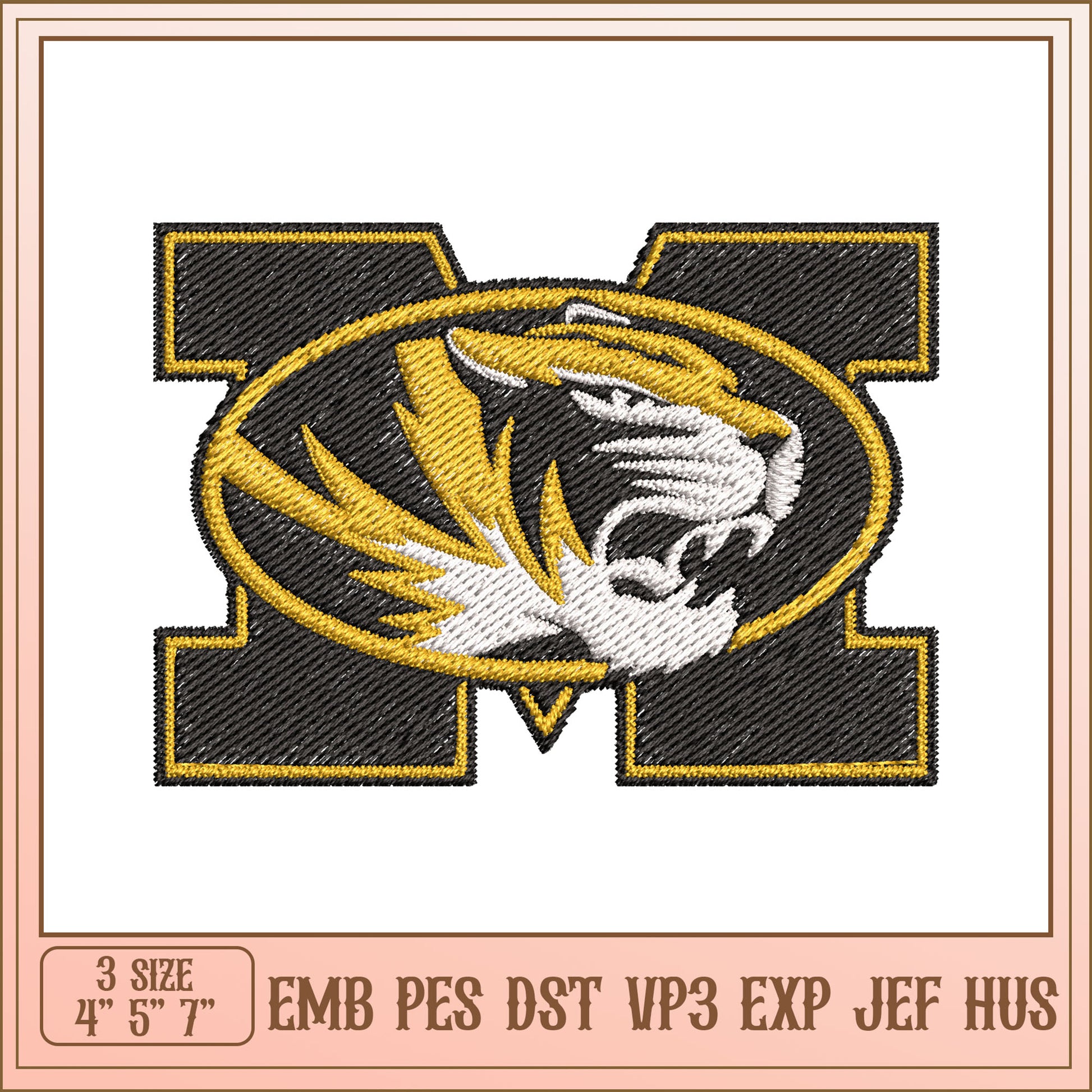 Mizzou Tiger Embroidery Design