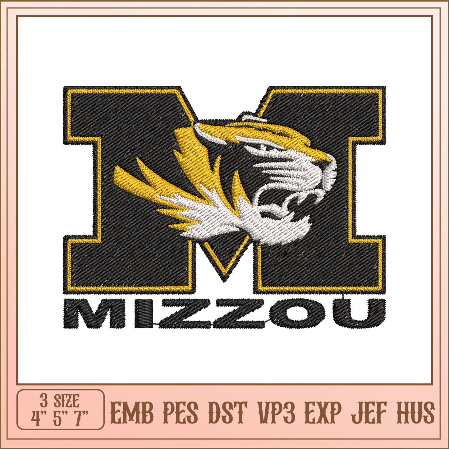 Mizzou Tiger Embroidery Design