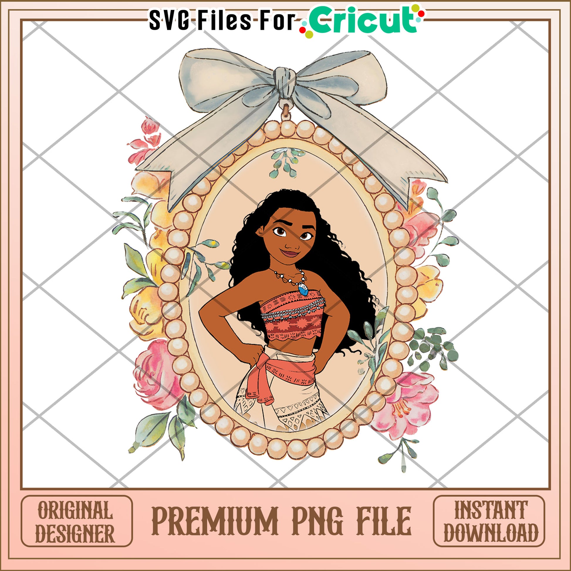 Moana PNG Floral Frame Printable