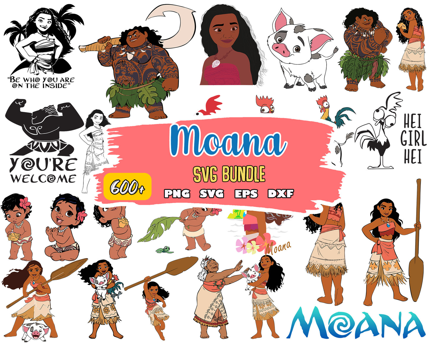 Moana disney bundle svg, disney moana princess​​ svg, moana characters​