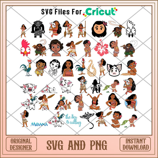 Disney Moana princess movie SVG bundle