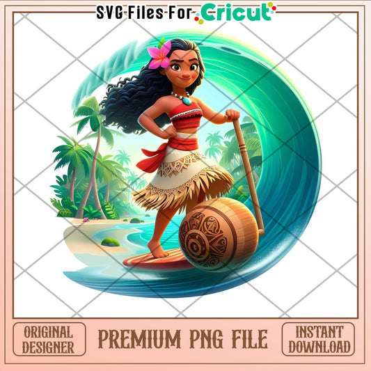 Moana Surfing PNG Cricut Design