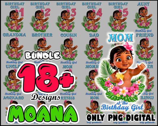 Moana baby birthday girl bundle png, baby moana​ png, disney png