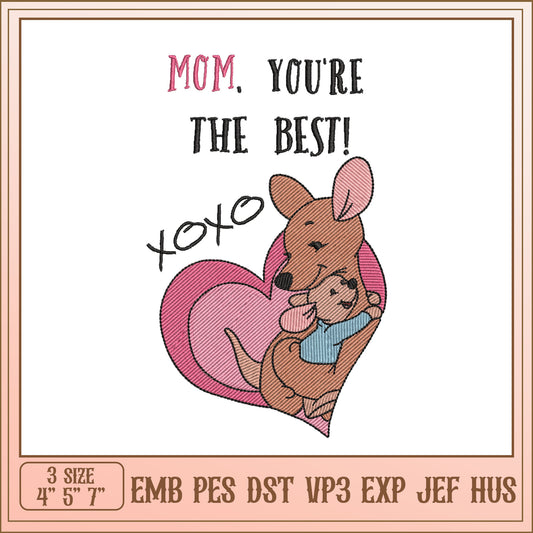 Mom Best Kangaroo Embroidery Design