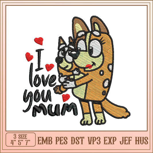 Mom Dog Embroidery Design - 3 Sizes