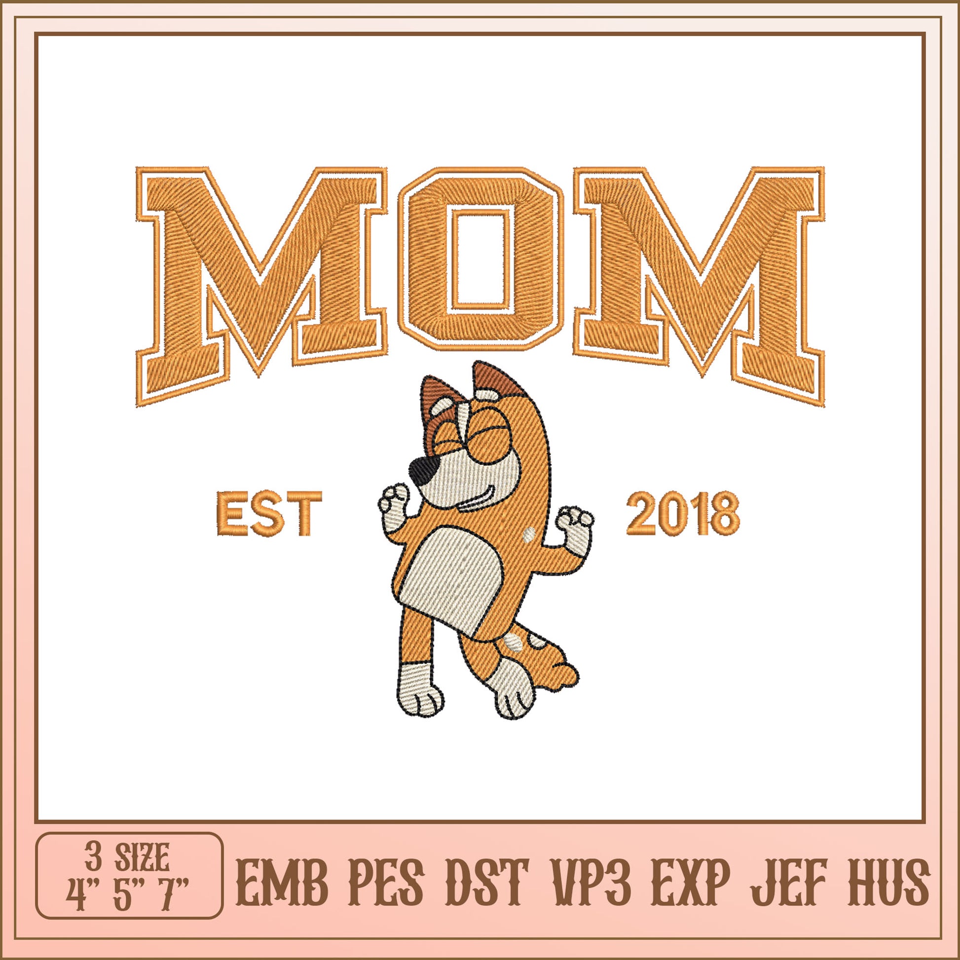 Mom Dog Embroidery Design 3 Sizes