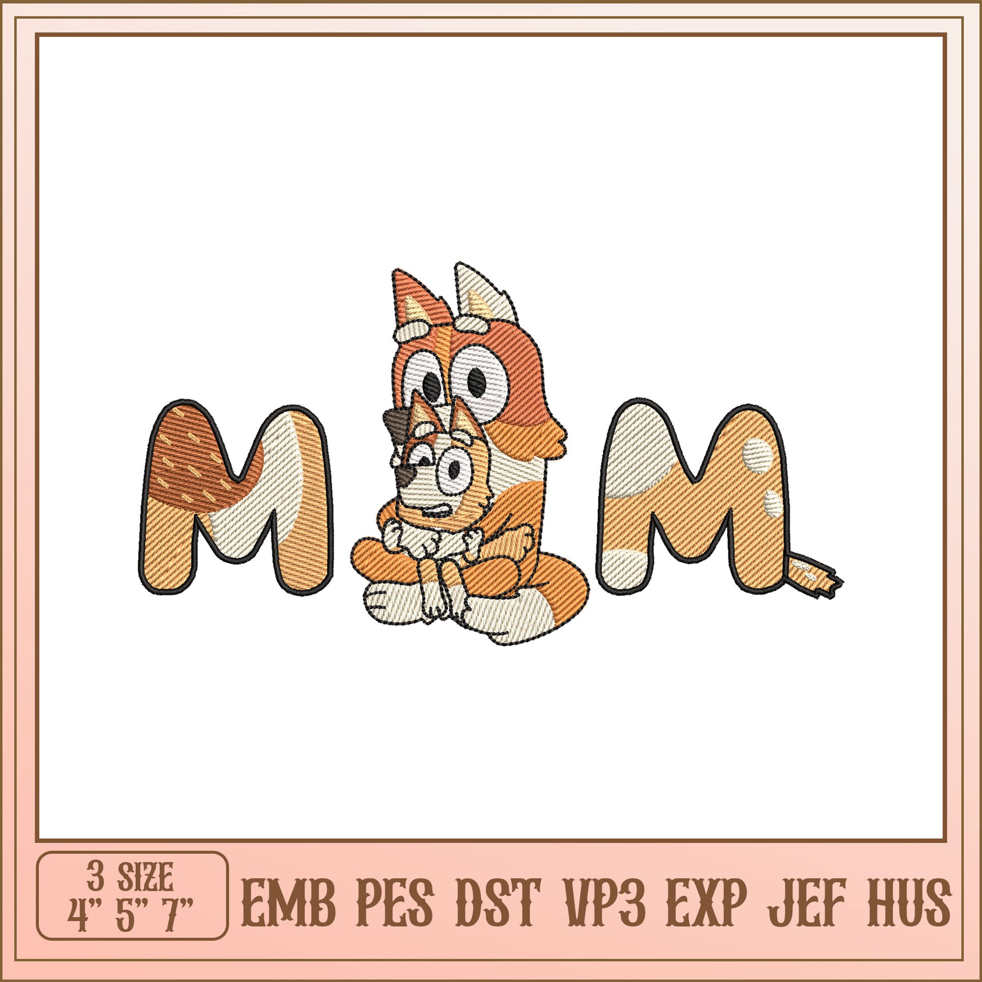Mom Dogs Embroidery Design 3 Sizes