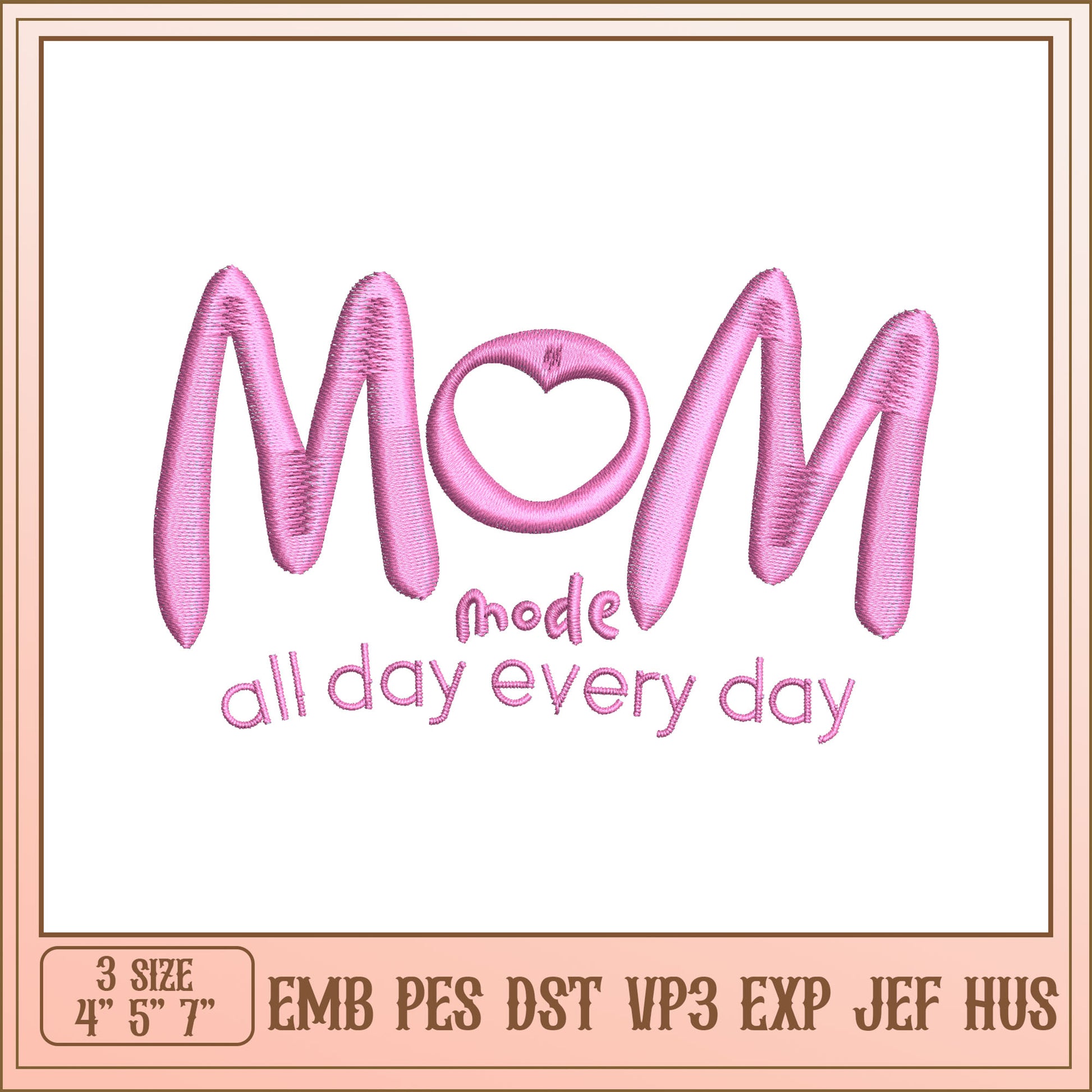 Mom Embroidery Design 3 Sizes