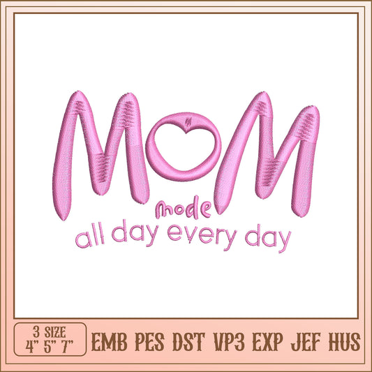 Mom Embroidery Design 3 Sizes