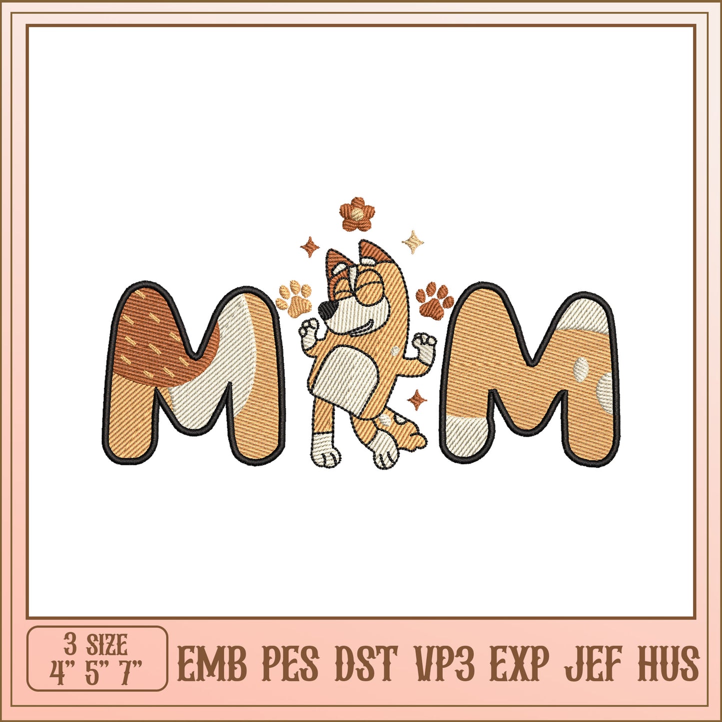 Mom Embroidery Design Dog