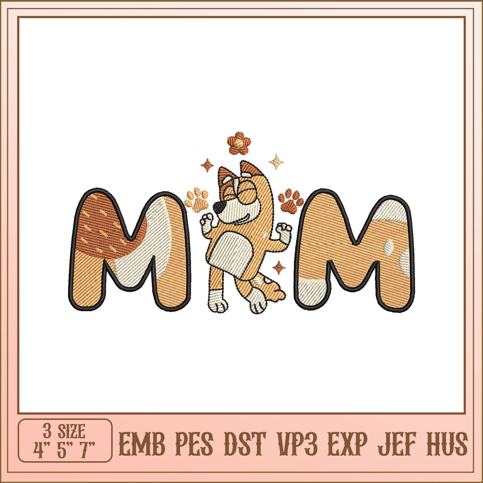 Mom Embroidery Design Dog