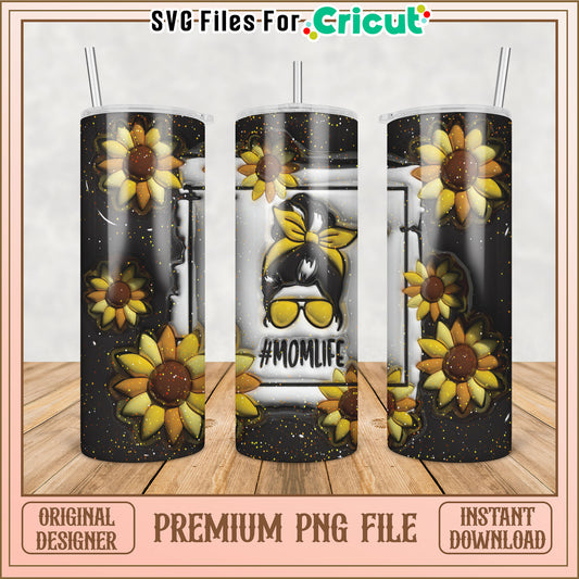 Mom Life Sunflower Tumbler PNG