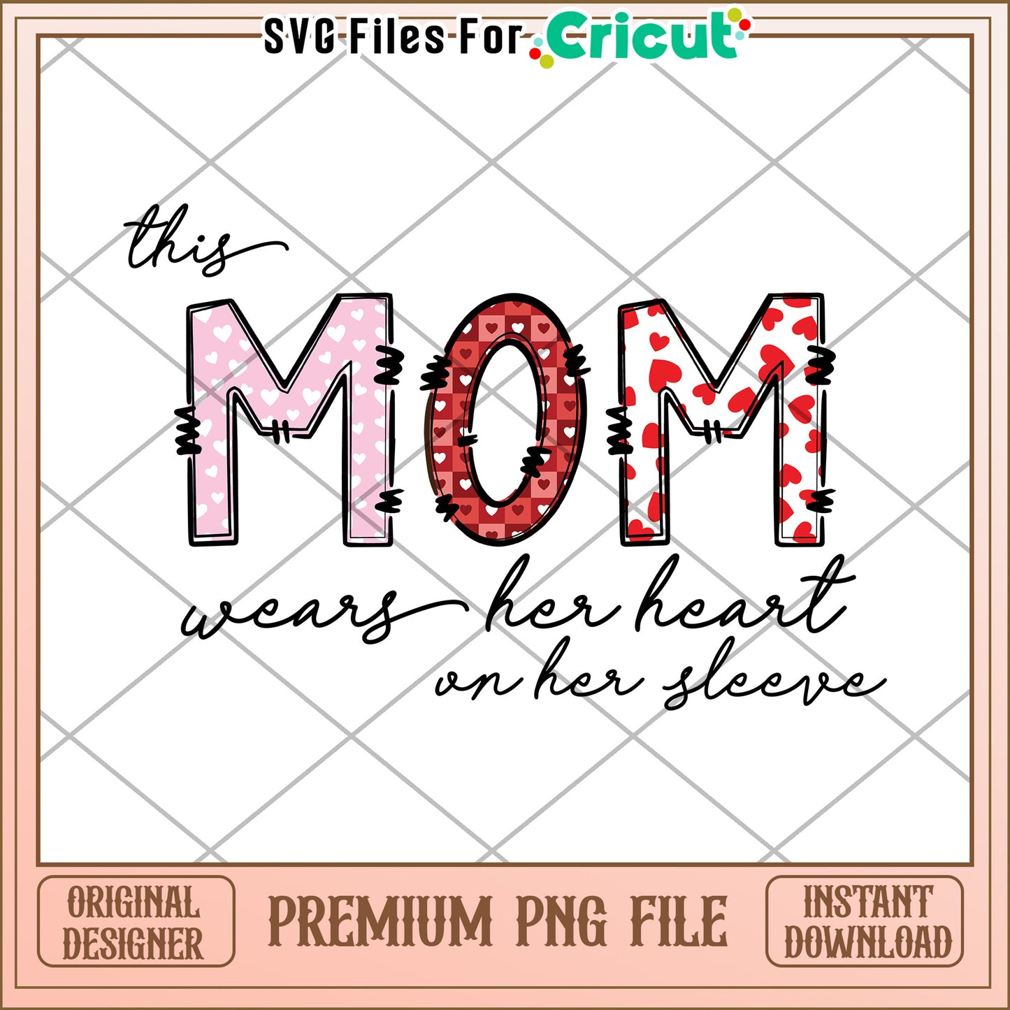 Mom PNG Design Heart on Sleeve