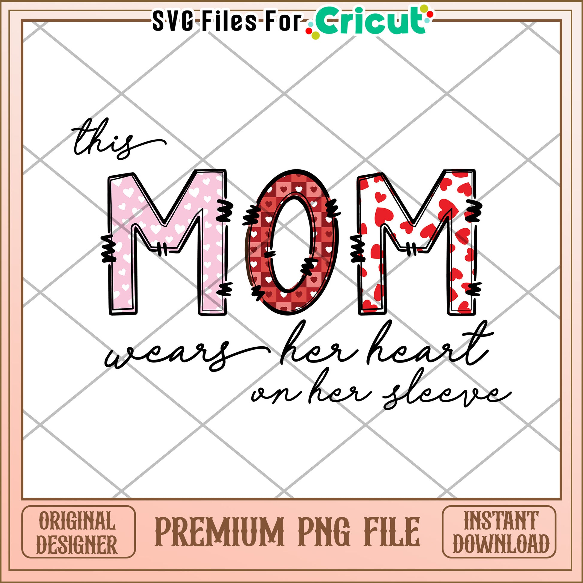 Mom PNG Design Heart on Sleeve