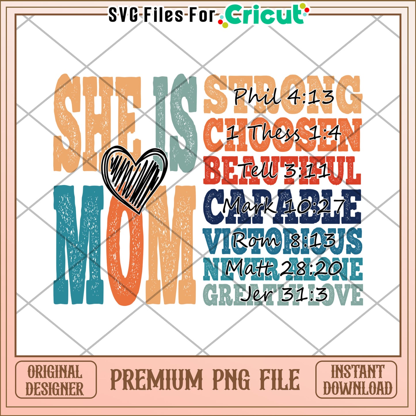 Mom SVG PNG Bible Verse Design, Instant Download