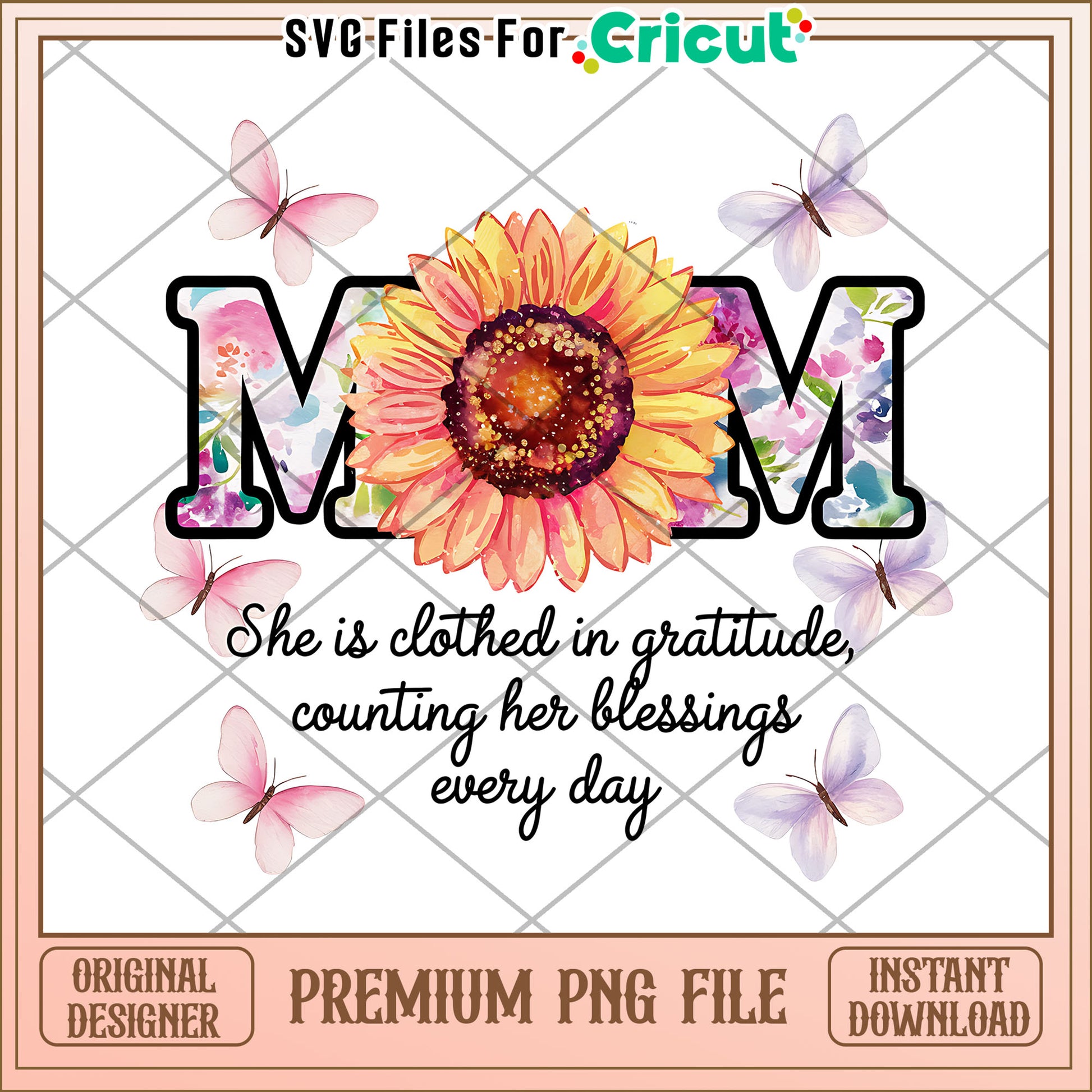 Mom Sunflower PNG Floral Mothers Day Design