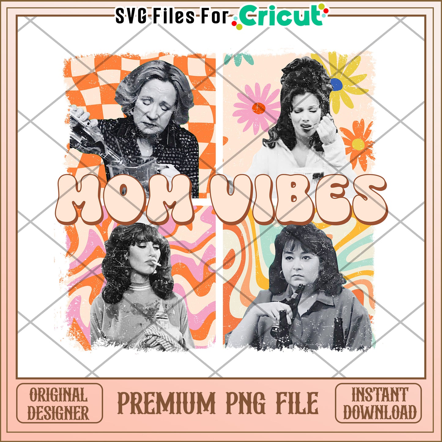 Mom Vibes Retro PNG Sublimation