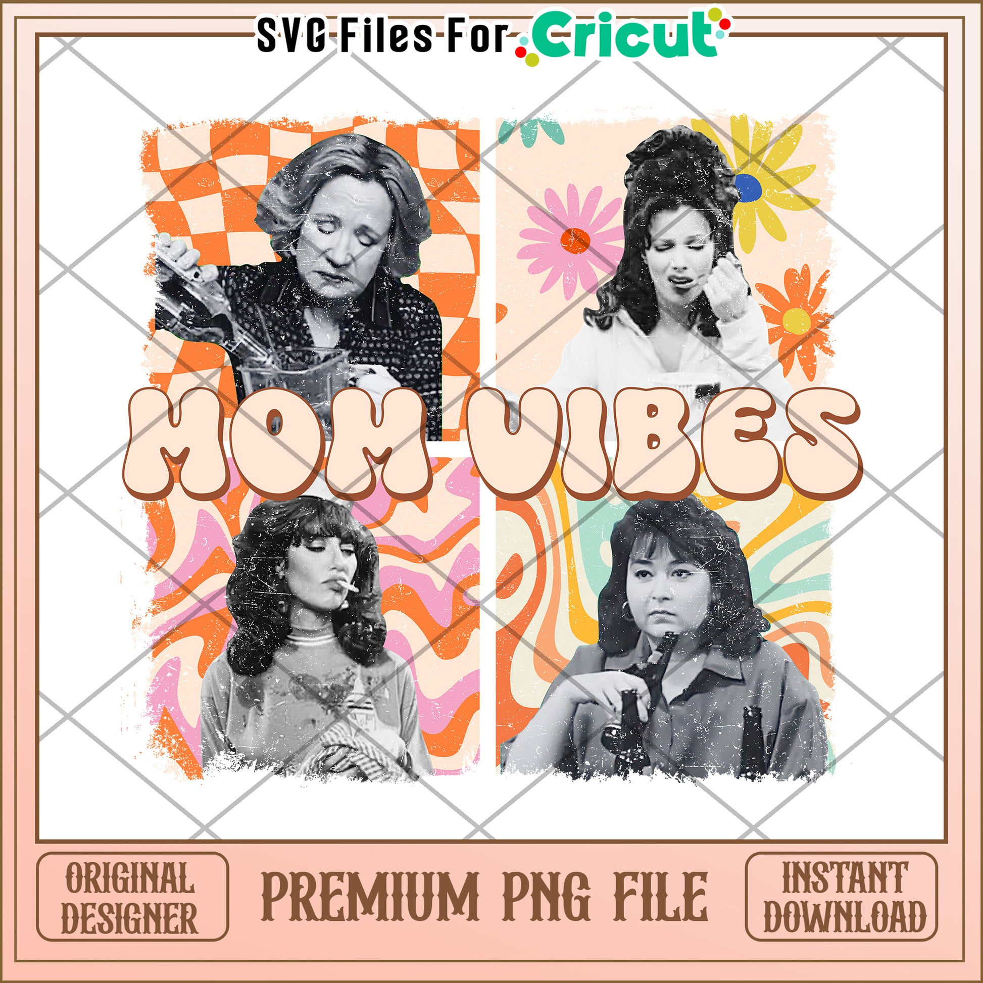 Mom Vibes Retro PNG Sublimation