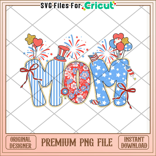 Mom american design png, patriotic theme png, 4th of july png