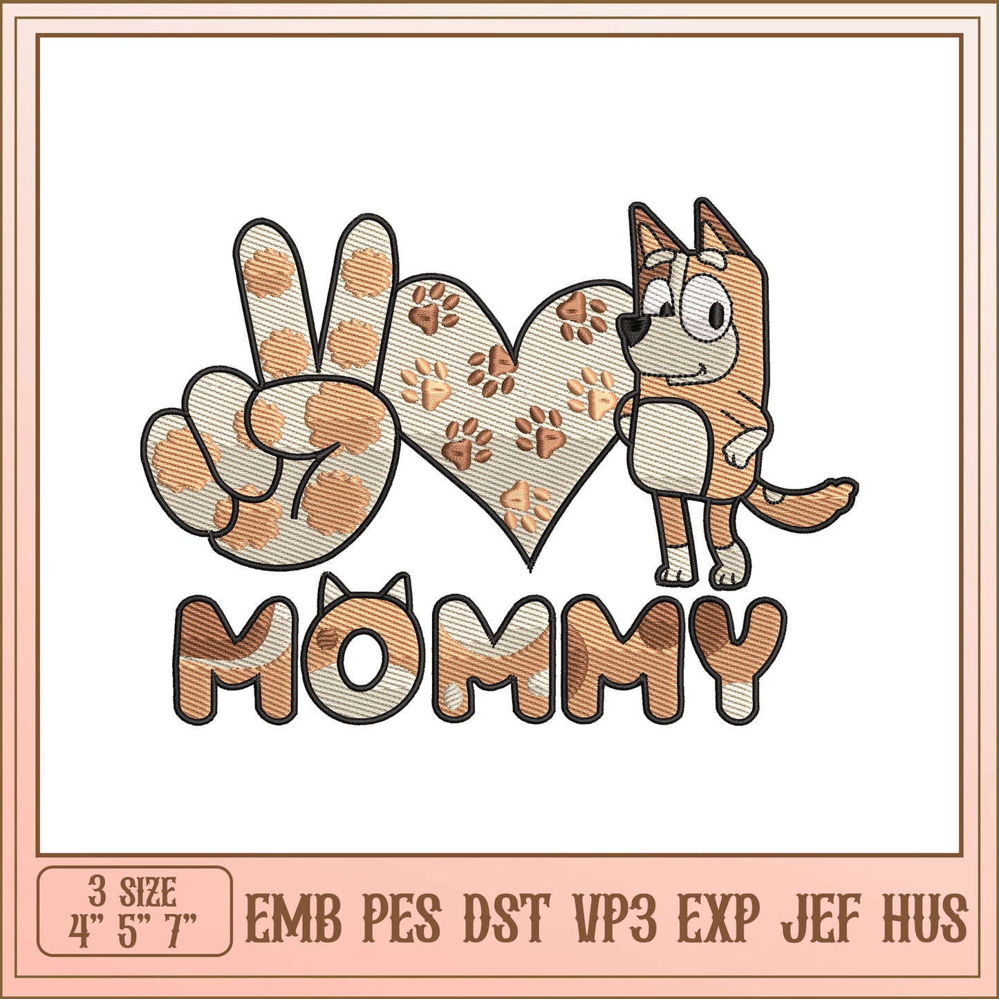 Mommy Dog Embroidery Design