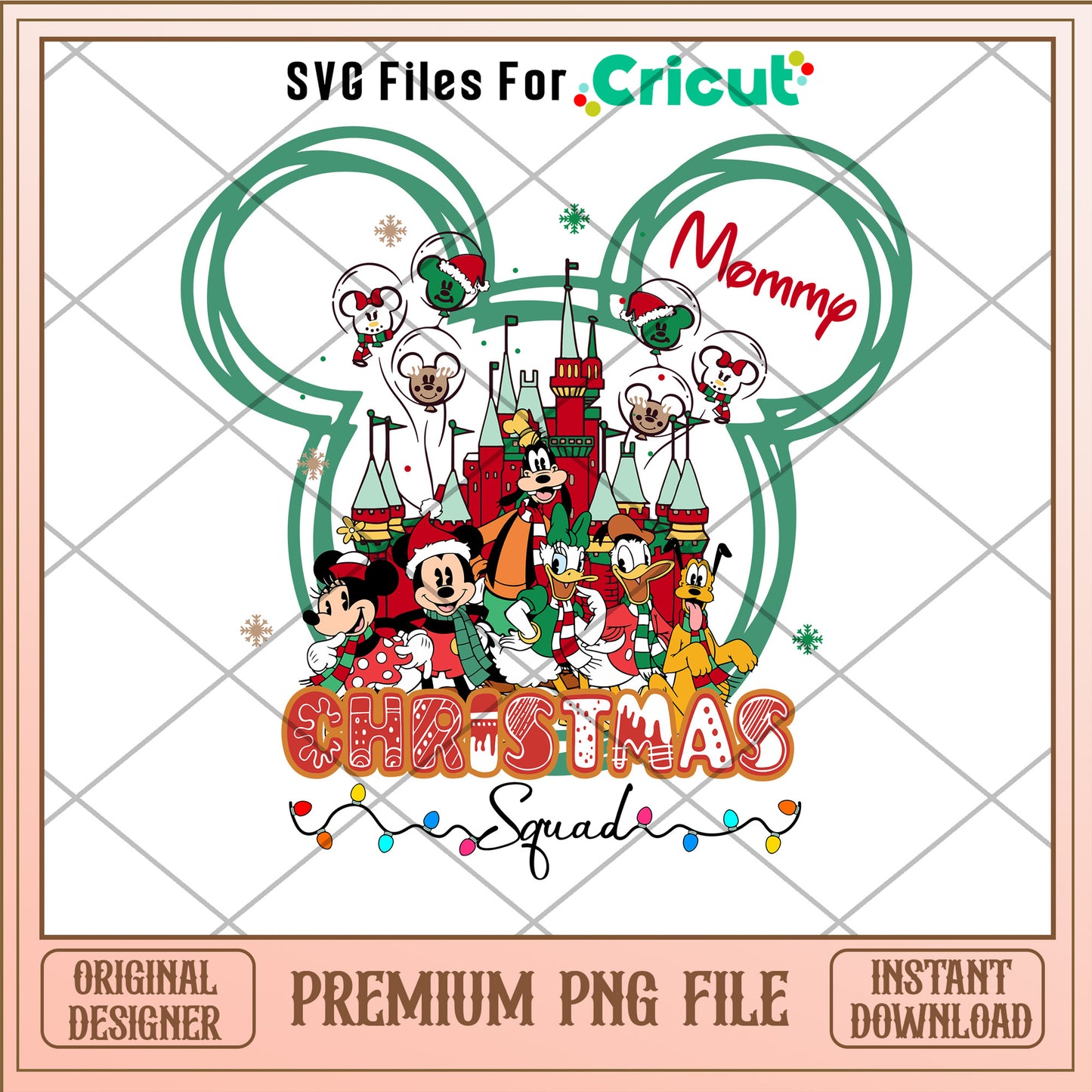 Mommy christmas squad png, mickey head png, merry chritsmas png
