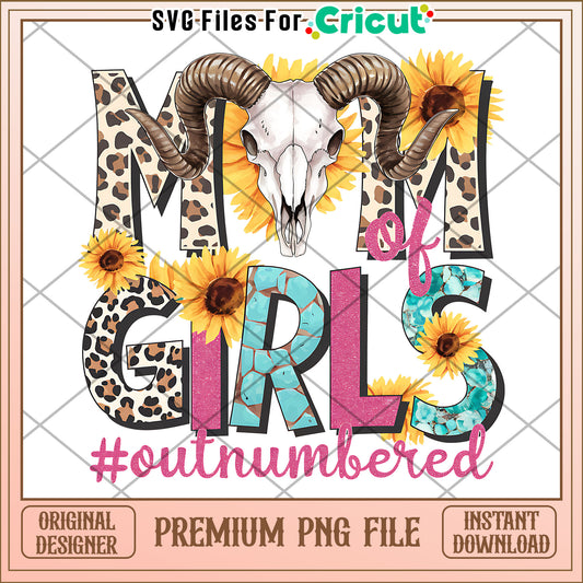 Mom of Girls Sunflowers PNG Design