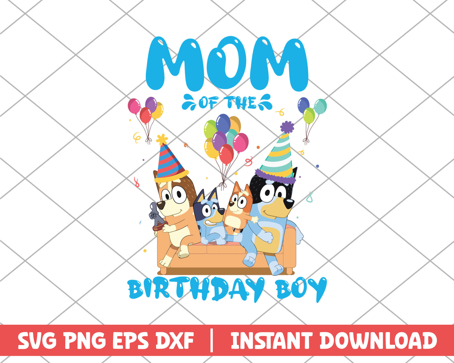 Mom of the birthday boy cartoon svg 