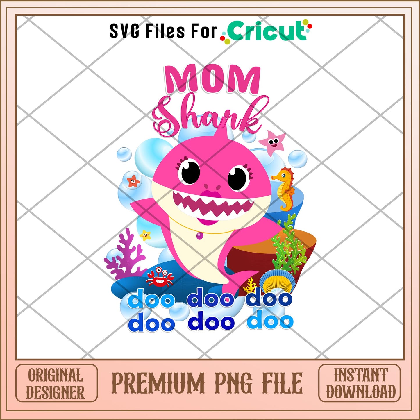 Mom shark pink png, Baby Shark characters png, digital download