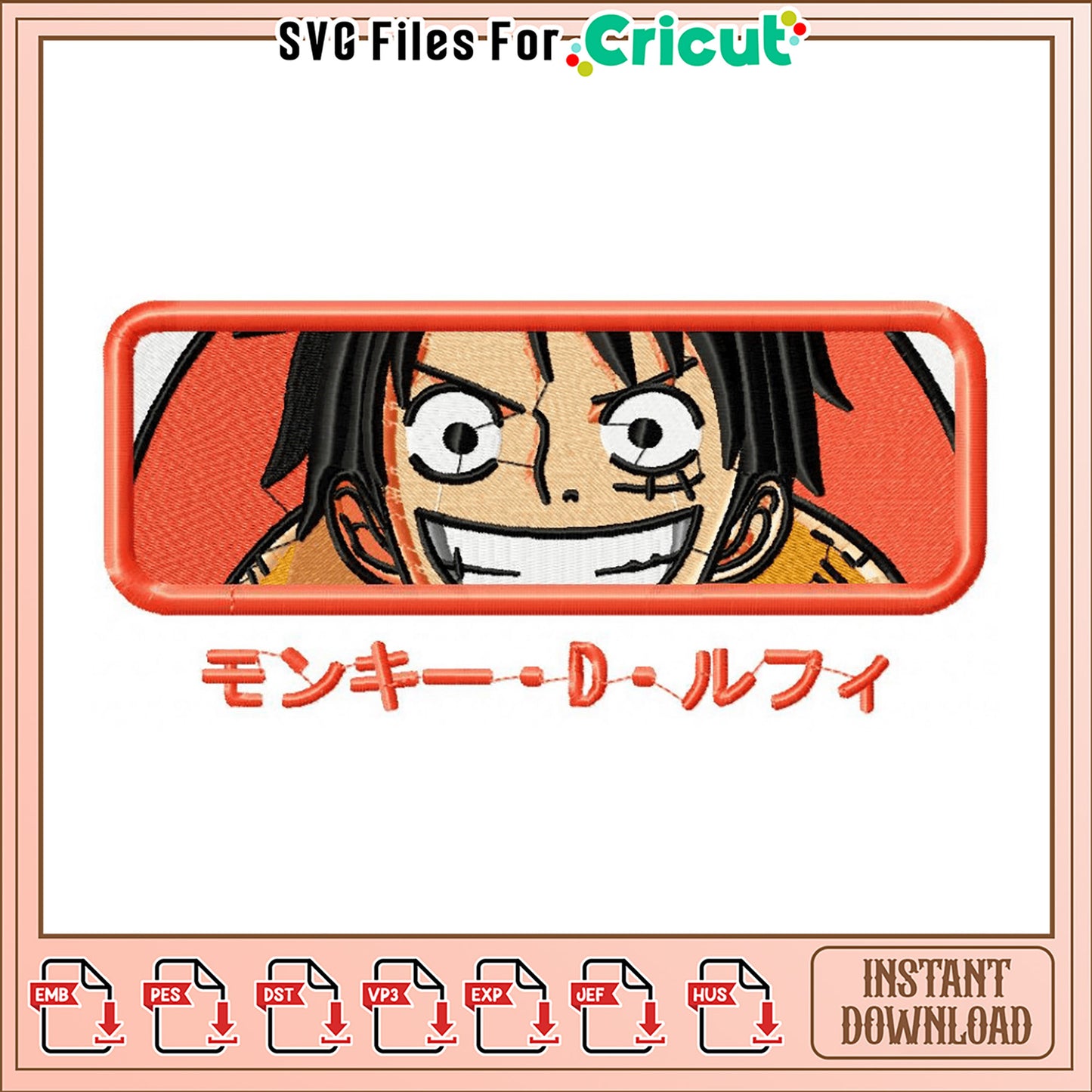 Monkey D Luffy Embroidery Design