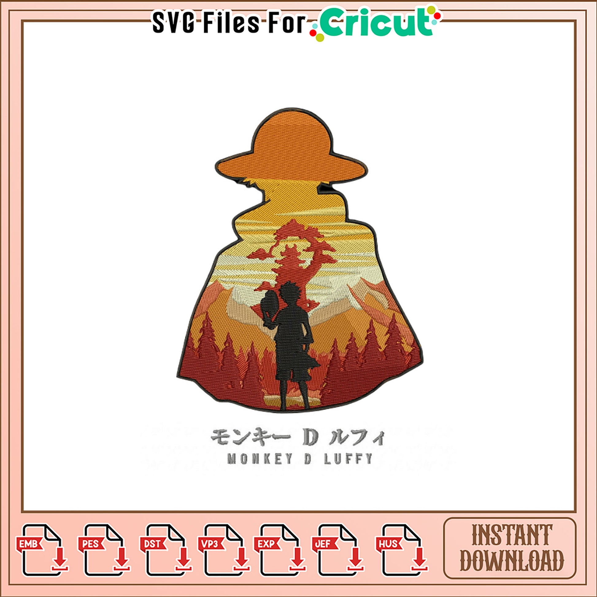 Monkey D Luffy Embroidery Design Instant Download