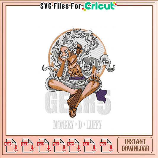 Monkey D Luffy Gear 5 Embroidery Design Instant Download