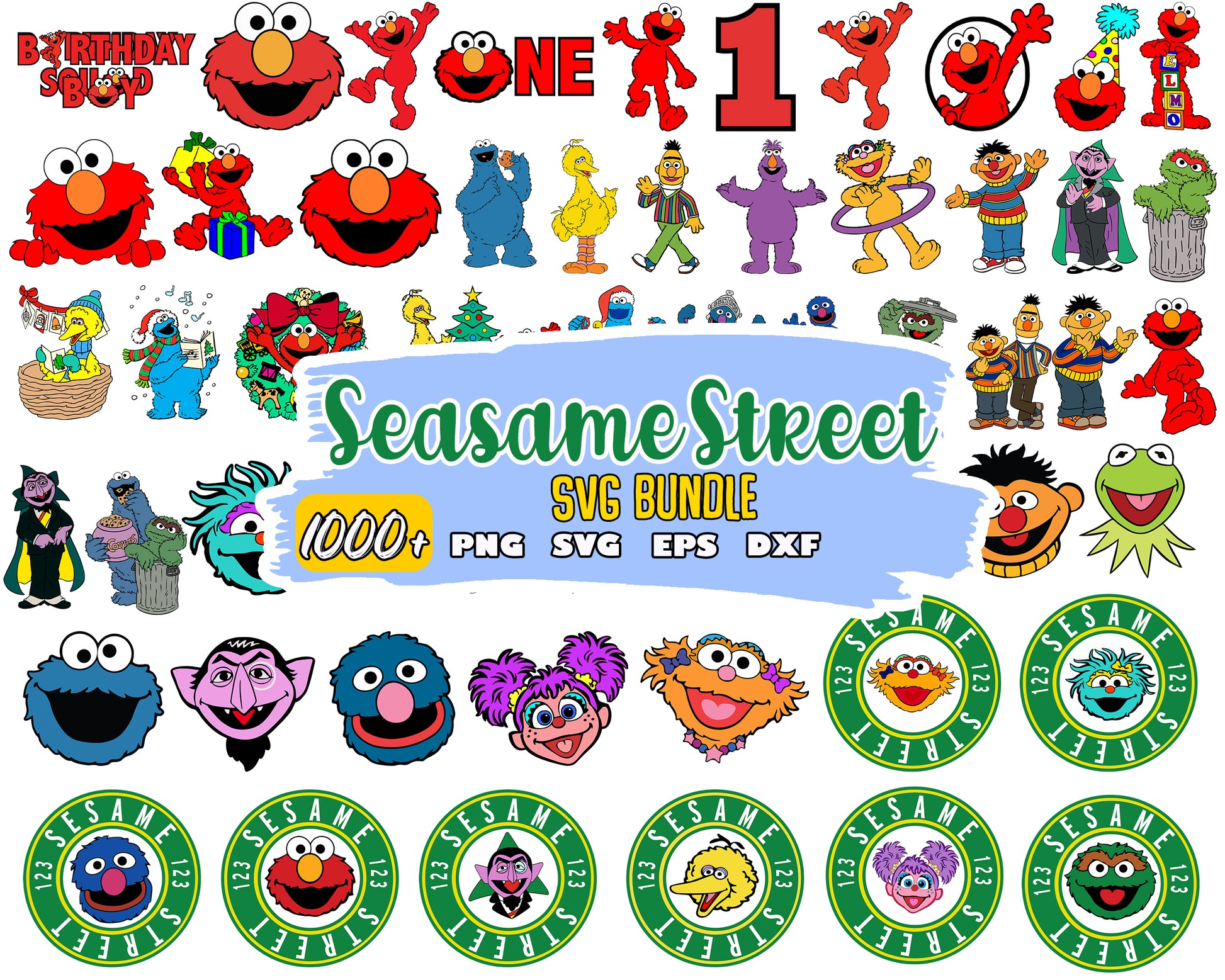 Sesame street characters face bundle svg, sesame street faces​ svg