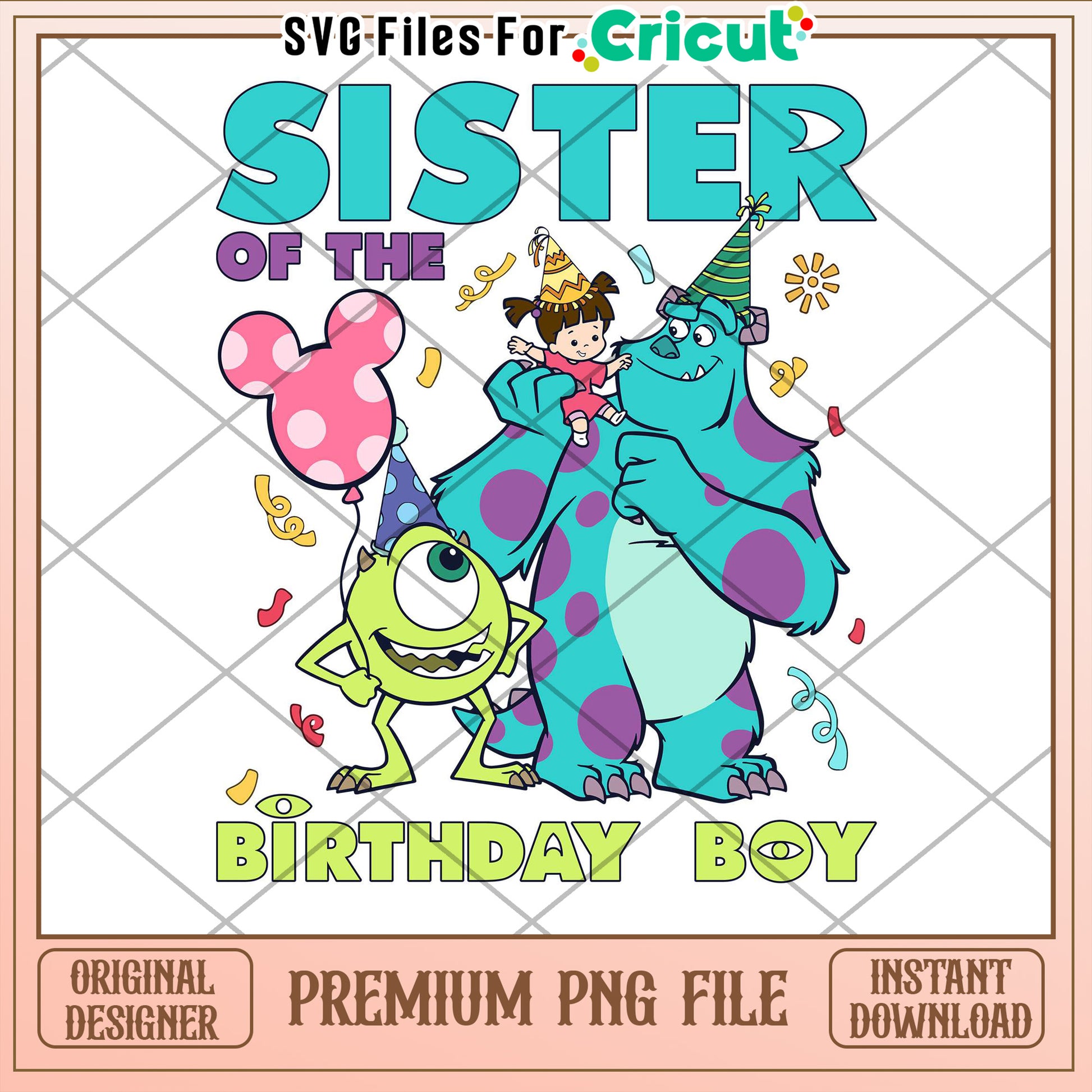 Monsters Inc Birthday Boy Sister PNG