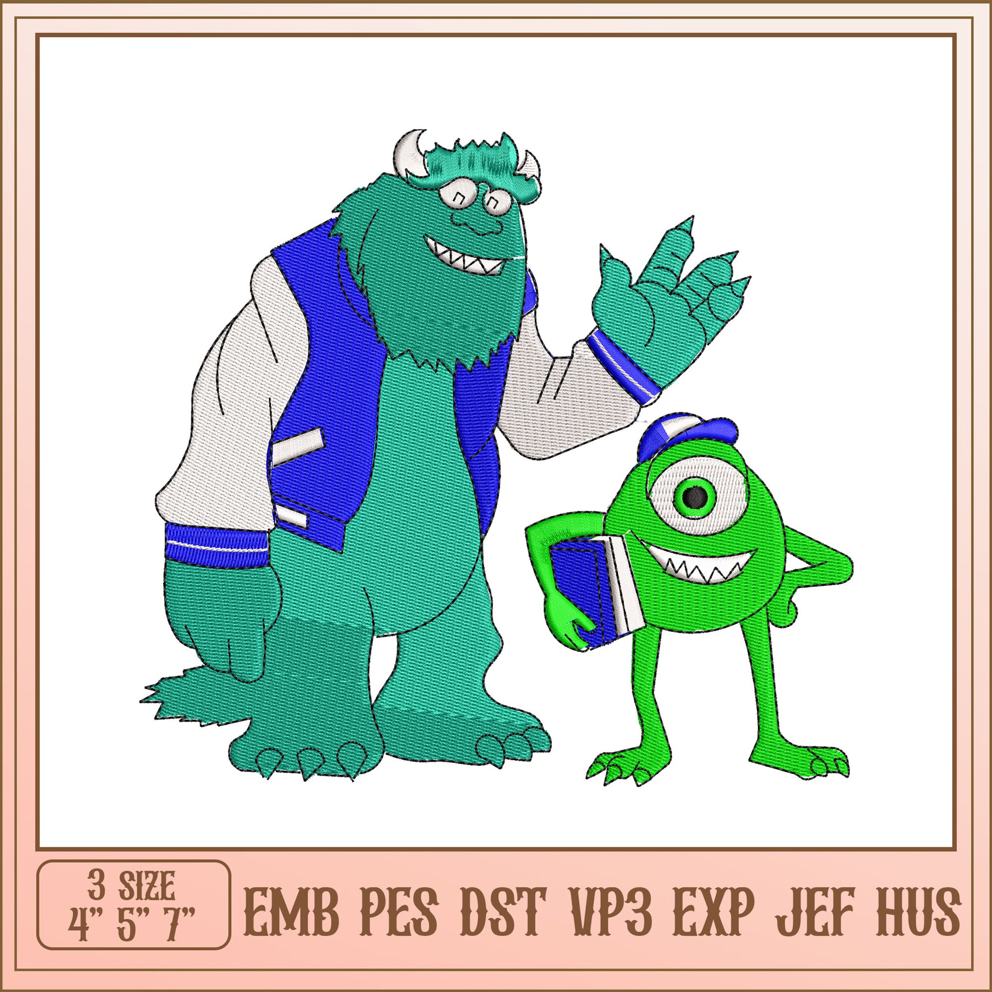 Monsters Inc Embroidery Design 3 Sizes