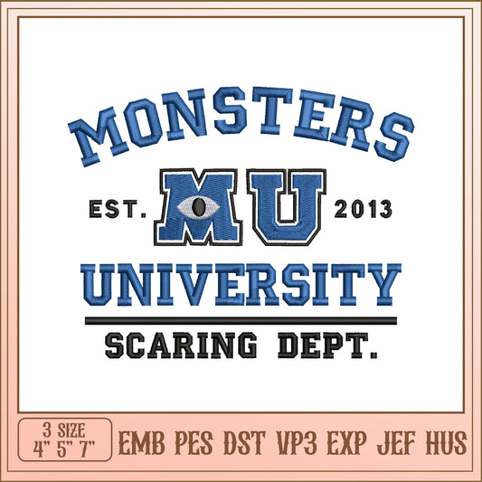 Monsters University Embroidery Design