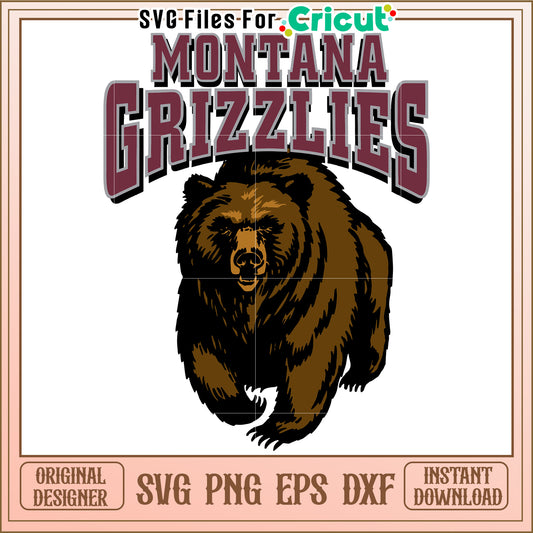 Montana Grizzlies Bear SVG Design for Cricut, Instant Download for Creators