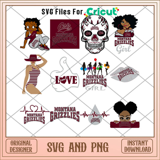 Montana Grizzlies girl svg, Montana Grizzlies svg bundle, NCAA svg