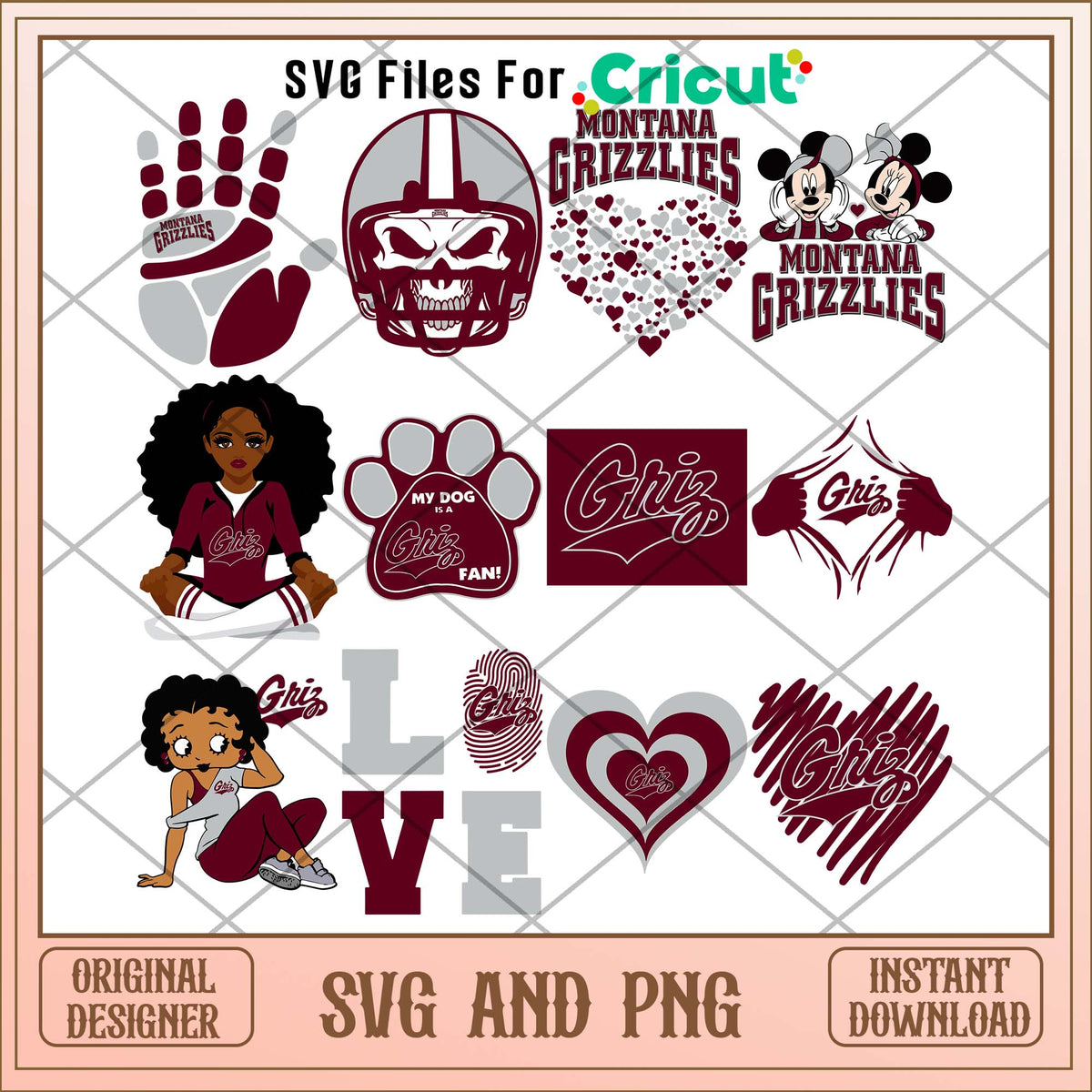 Montana Grizzlies heart svg, Montana Grizzlies svg bundle, NCAA svg