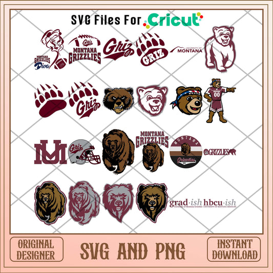 Montana Grizzlies bear svg, Montana Grizzlies svg bundle, NCAA svg