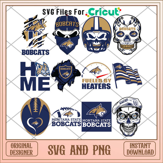 Montana State Bobcats skull svg, Montana Bobcats svg bundle, NCAA svg