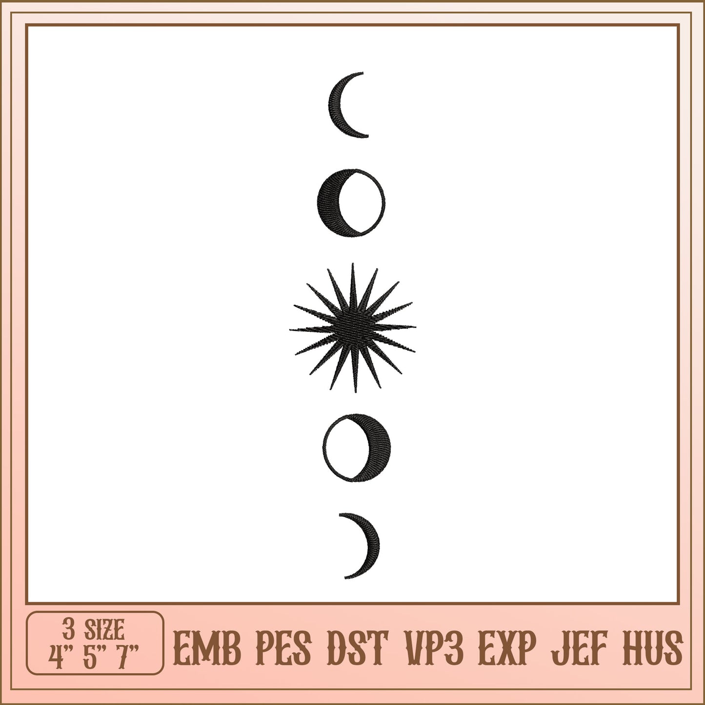 Moon Sun Embroidery Design - EMB PES DST VP3