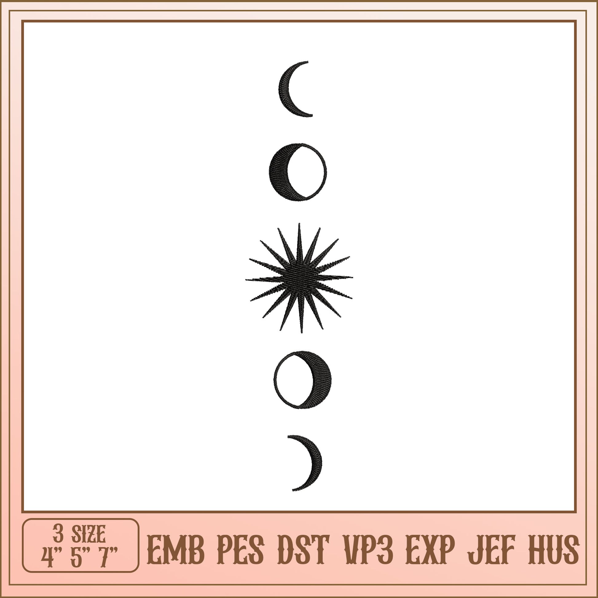 Moon Sun Embroidery Design - EMB PES DST VP3