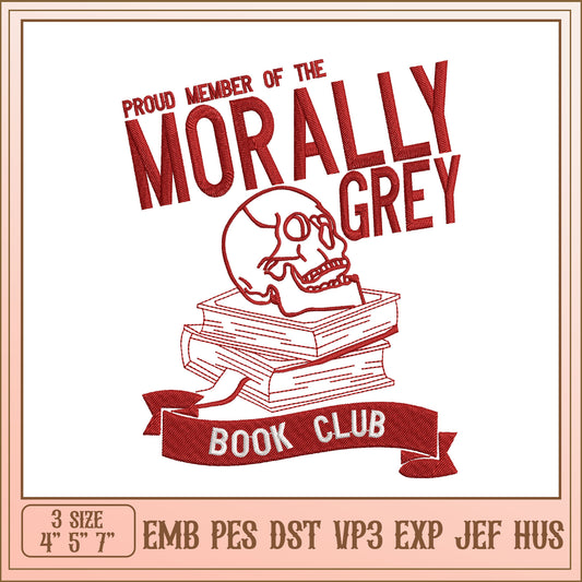 Morally Grey Book Club Embroidery Design