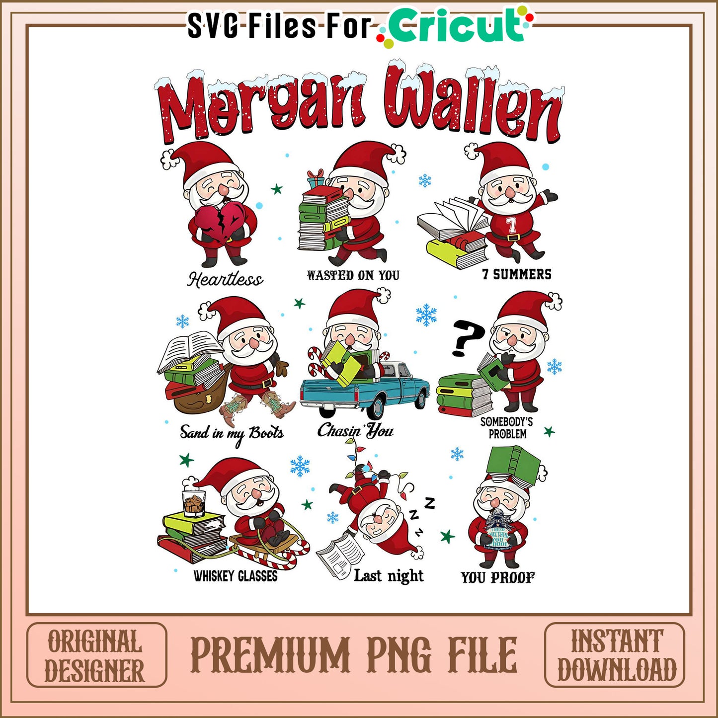 Morgan Wallen Christmas PNG File, Perfect for Craft Projects