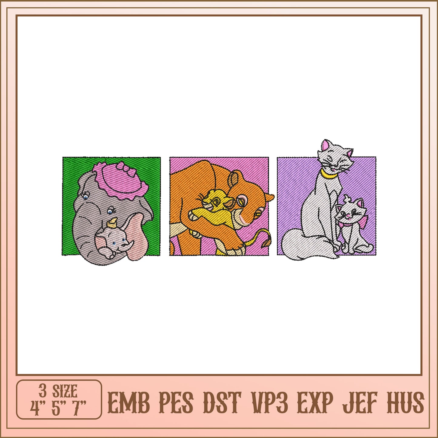 Mother's Day Animal Embroidery Designs
