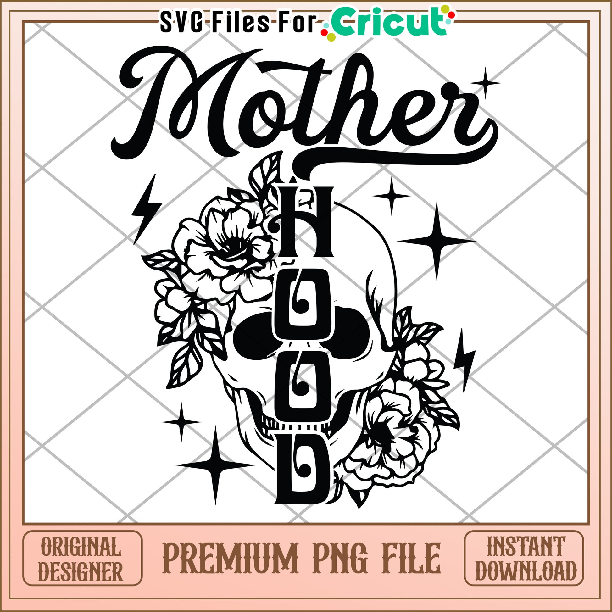 Motherhood Skull PNG Floral Design